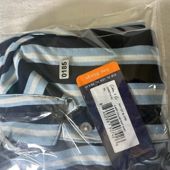Cotton & Co Mens XL Striped Camp Collar Shirt NWT Resort Button Front - Picture 10 of 10